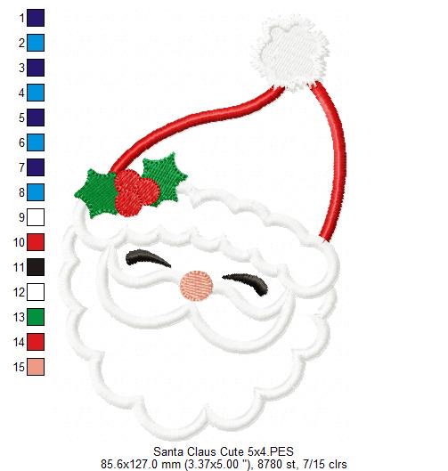 Santa Claus Cute - Applique - Machine Embroidery Design