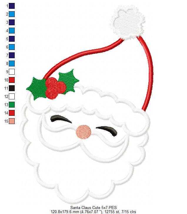 Santa Claus Cute - Applique - Machine Embroidery Design