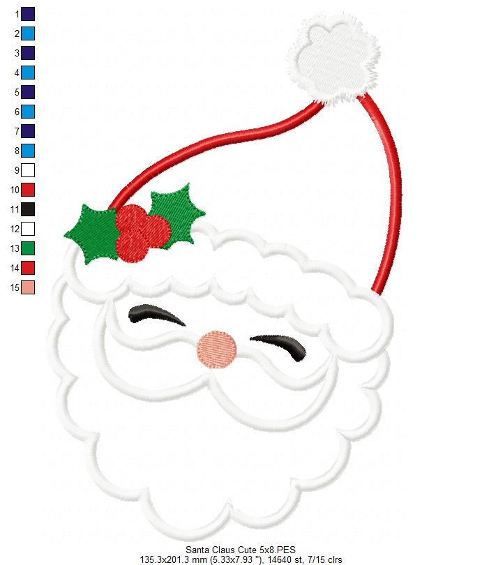 Santa Claus Cute - Applique - Machine Embroidery Design