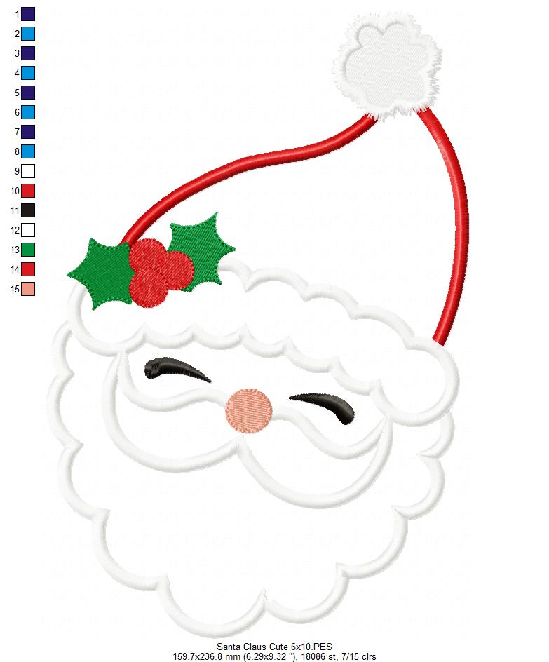 Santa Claus Cute - Applique - Machine Embroidery Design