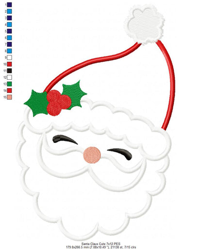 Santa Claus Cute - Applique - Machine Embroidery Design