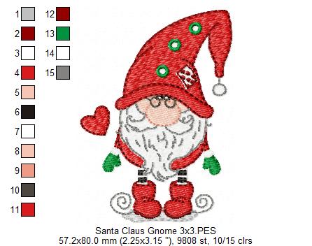 Christmas Gnome Santa Claus - Fill Stitch - Machine Embroidery Design