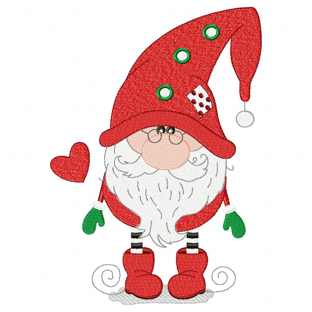 Christmas Gnome Santa Claus - Fill Stitch - Machine Embroidery Design