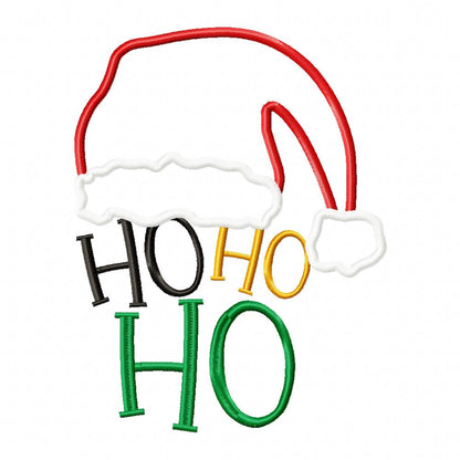 Ho Ho Ho Santa's Hat - Applique - Machine Embroidery Design