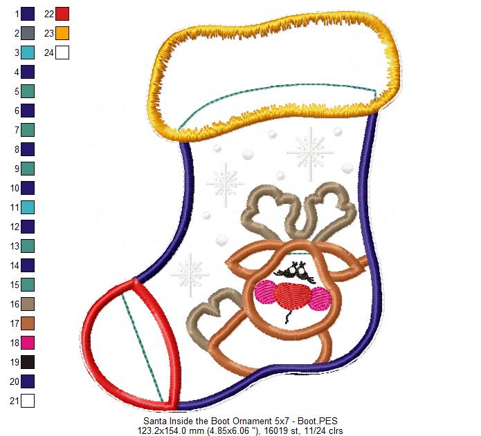 Santa Inside the Boot - ITH Project - Machine Embroidery Design