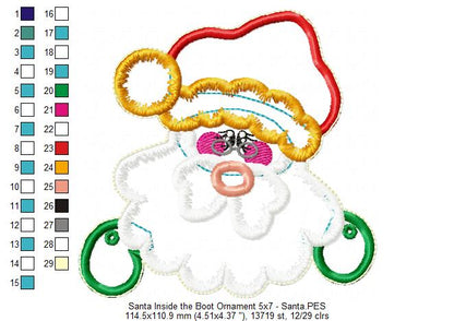 Santa Inside the Boot - ITH Project - Machine Embroidery Design