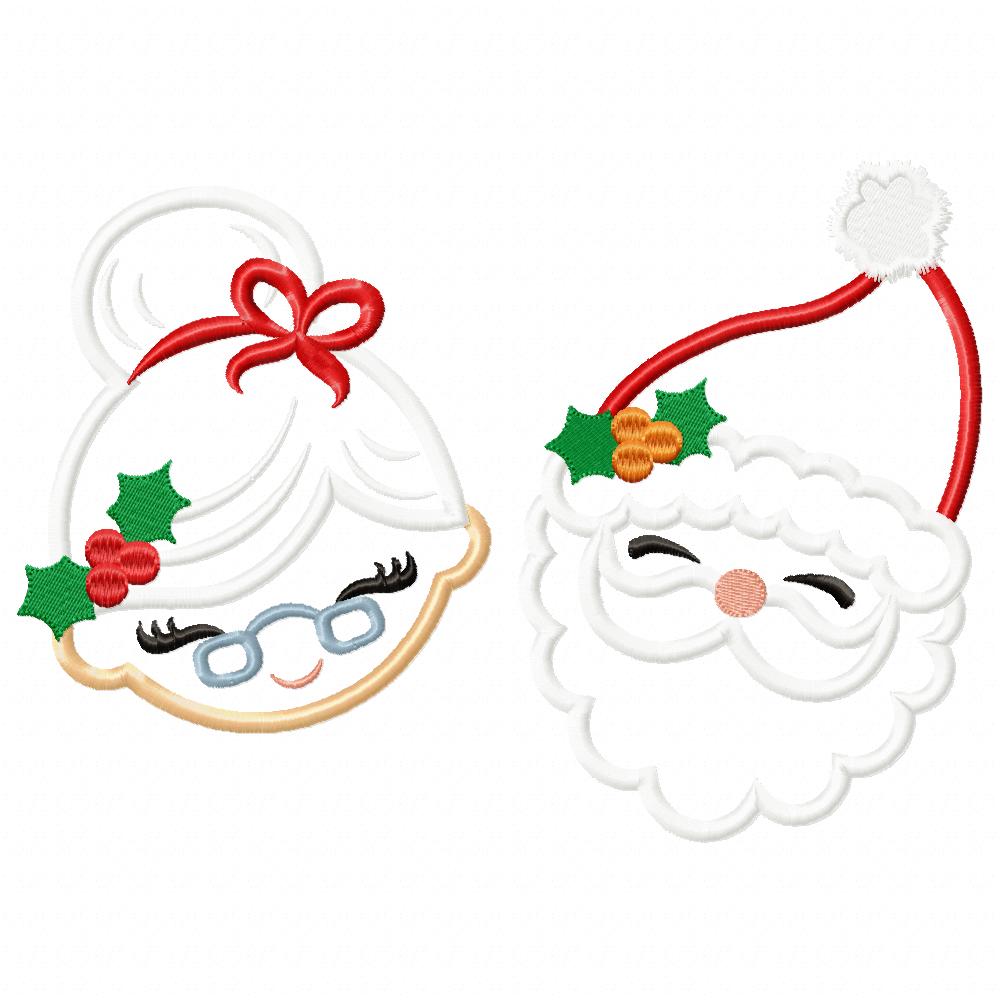 Santa and Mrs. Claus - Applique - Machine Embroidery Design