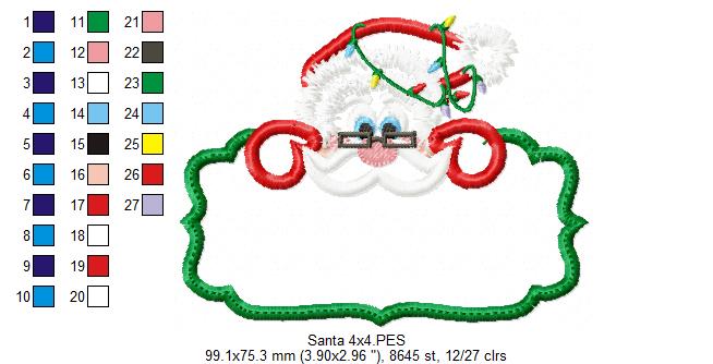 Jolly Santa Label - Applique - Machine Embroidery Design