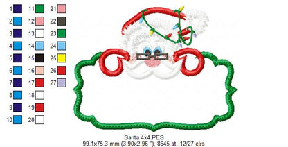 Jolly Santa Label - Applique - Machine Embroidery Design