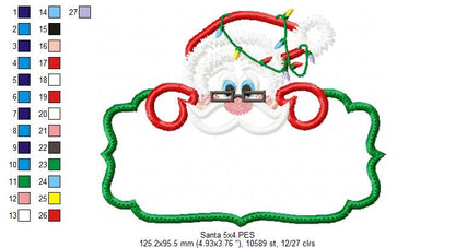 Jolly Santa Label - Applique - Machine Embroidery Design