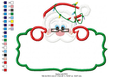 Jolly Santa Label - Applique - Machine Embroidery Design