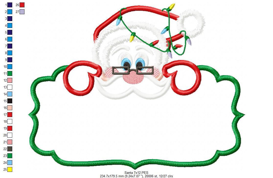 Jolly Santa Label - Applique - Machine Embroidery Design
