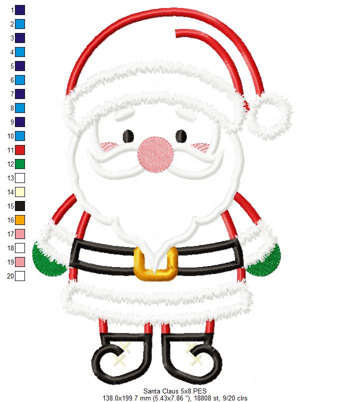 Santa Claus - Applique - Machine Embroidery Design