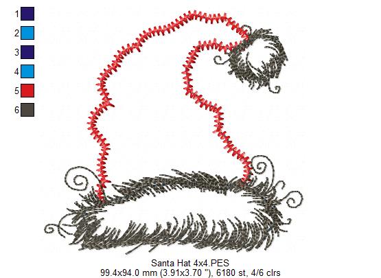 Santa Hat Whimsy – Applique – Machine Embroidery Design