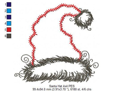 Santa Hat Whimsy – Applique – Machine Embroidery Design