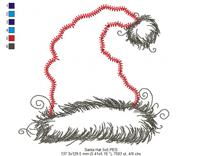 Santa Hat Whimsy – Applique – Machine Embroidery Design