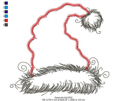 Santa Hat Whimsy – Applique – Machine Embroidery Design