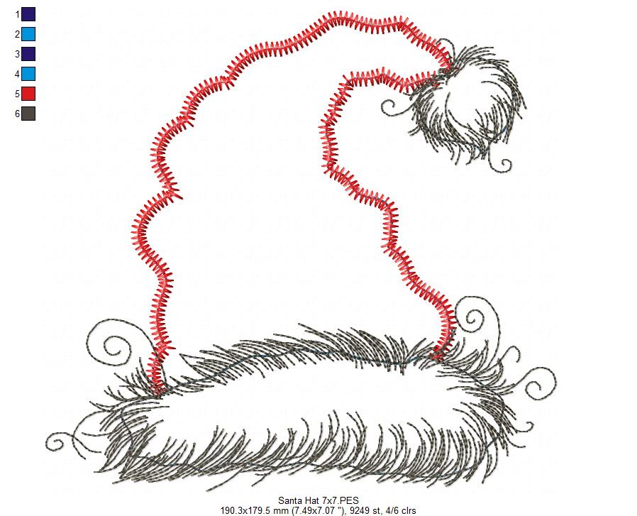 Santa Hat Whimsy – Applique – Machine Embroidery Design