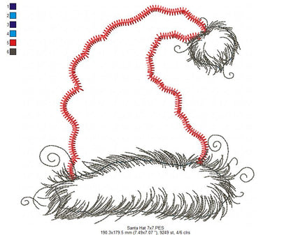 Santa Hat Whimsy – Applique – Machine Embroidery Design
