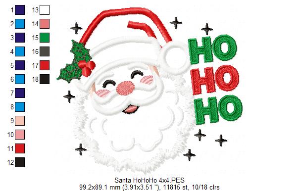 Jolly Santa Ho Ho Ho – applique – Machine Embroidery Design