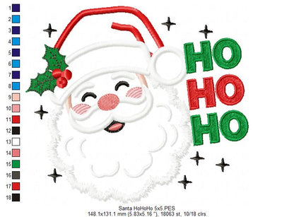 Jolly Santa Ho Ho Ho – applique – Machine Embroidery Design