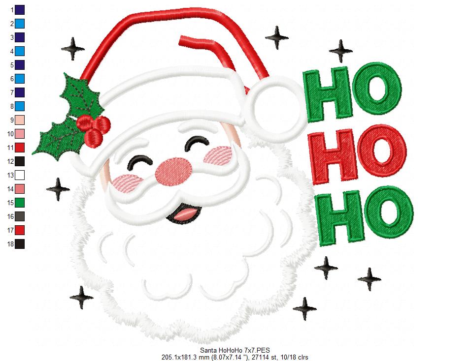 Jolly Santa Ho Ho Ho – applique – Machine Embroidery Design