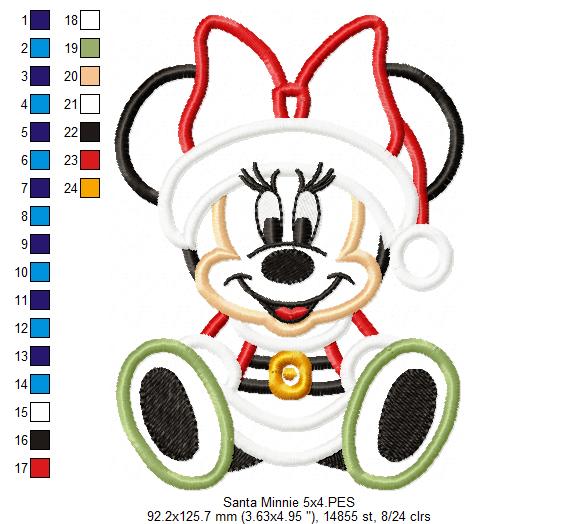 Christmas Minnie - Applique - Machine Embroidery Design