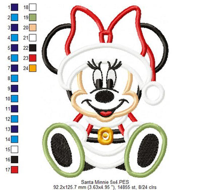 Christmas Minnie - Applique - Machine Embroidery Design