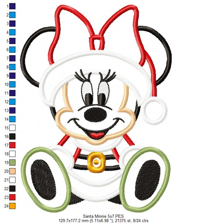 Christmas Minnie - Applique - Machine Embroidery Design