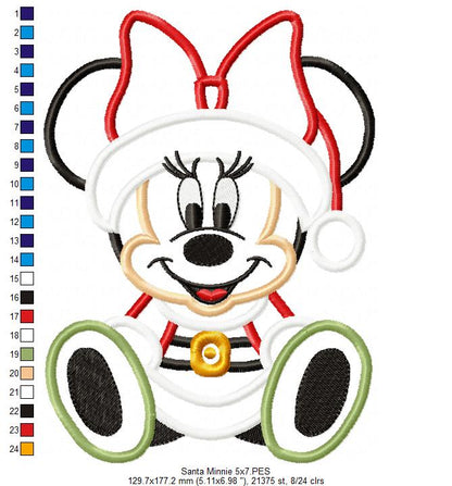 Christmas Minnie - Applique - Machine Embroidery Design