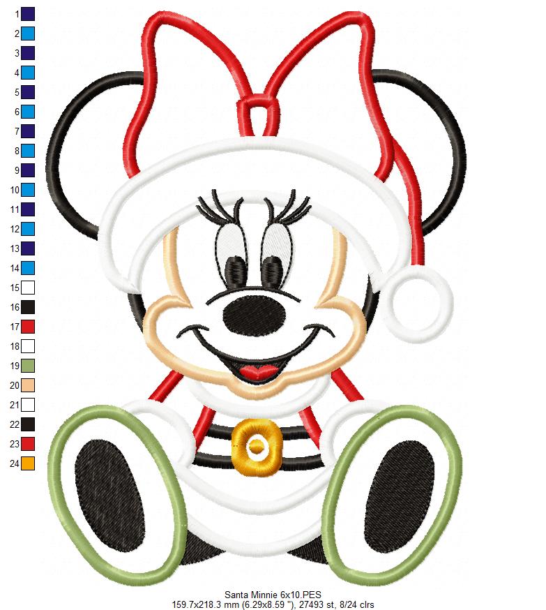 Christmas Minnie - Applique - Machine Embroidery Design