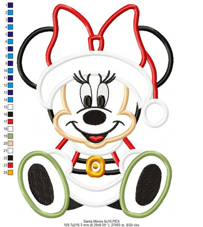 Christmas Minnie - Applique - Machine Embroidery Design