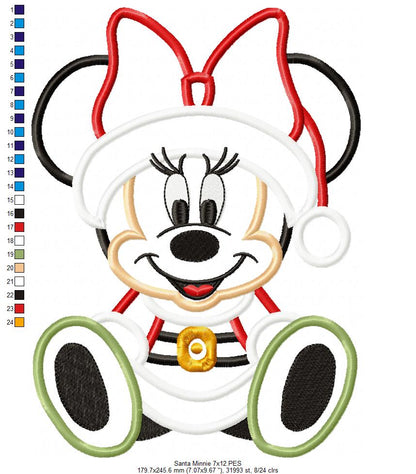Christmas Minnie - Applique - Machine Embroidery Design