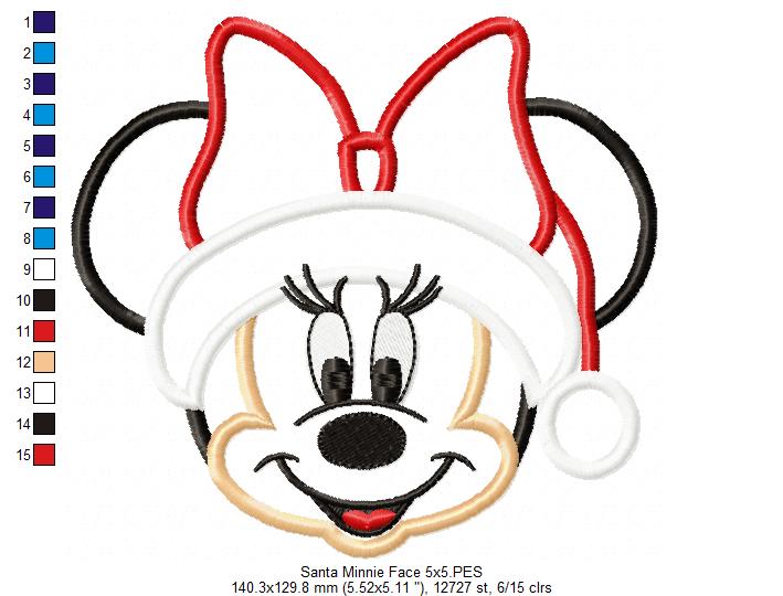 Minnie Christmas - Applique - Machine Embroidery Design