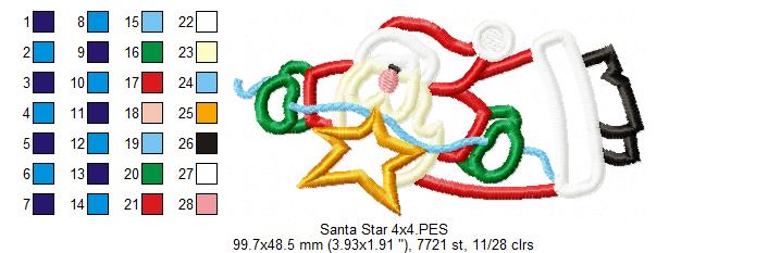 Country Santa Claus - Applique - Machine Embroidery Design