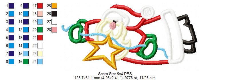 Country Santa Claus - Applique - Machine Embroidery Design