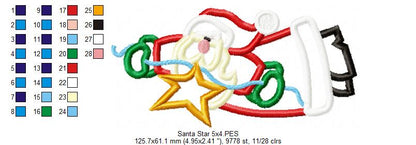 Country Santa Claus - Applique - Machine Embroidery Design