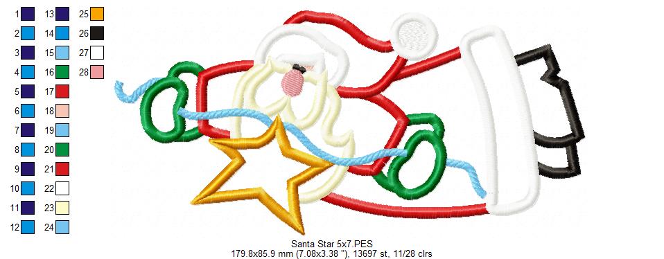 Country Santa Claus - Applique - Machine Embroidery Design