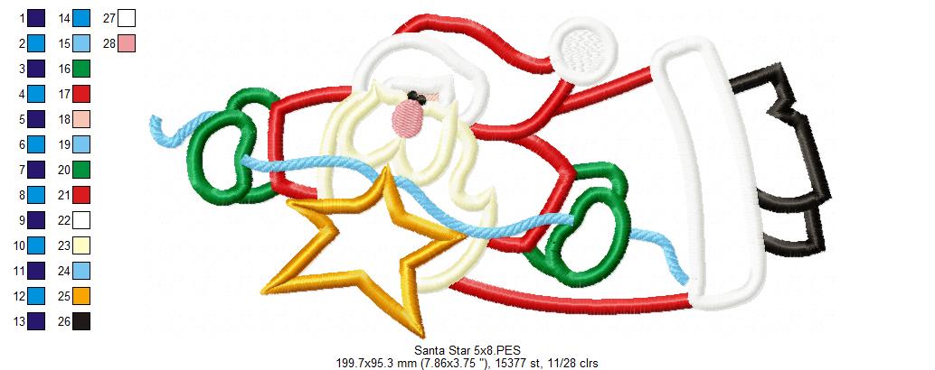 Country Santa Claus - Applique - Machine Embroidery Design