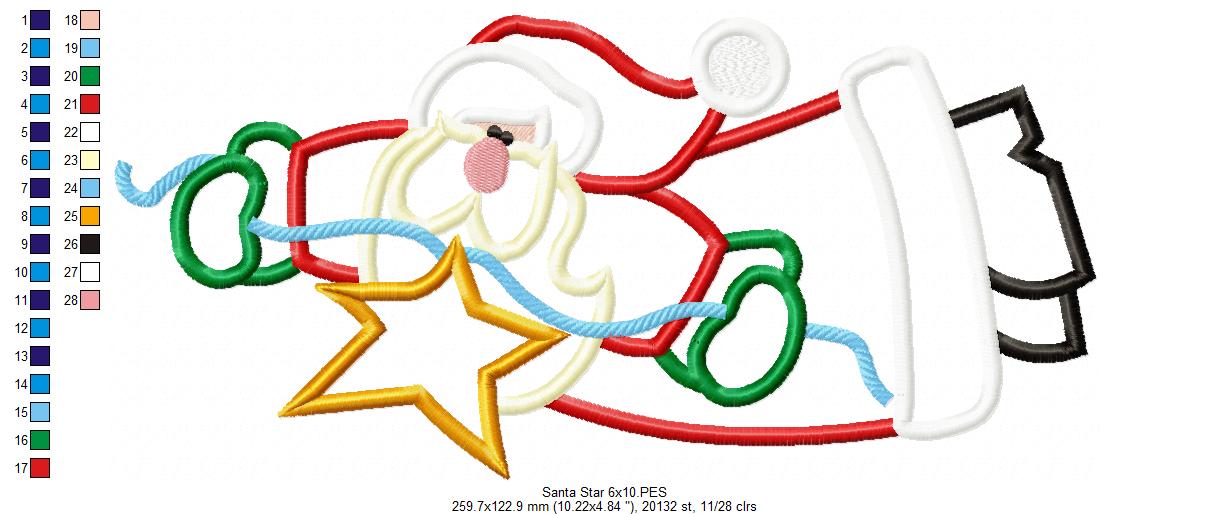 Country Santa Claus - Applique - Machine Embroidery Design