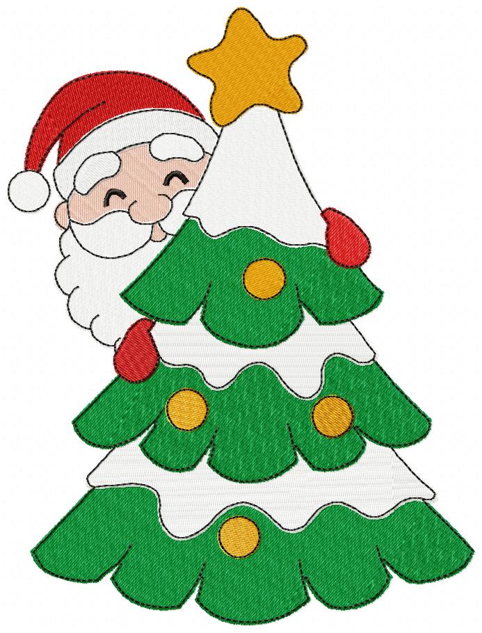 Peeking Santa Claus 🎅 – Fill Stitch - Machine Embroidery Design