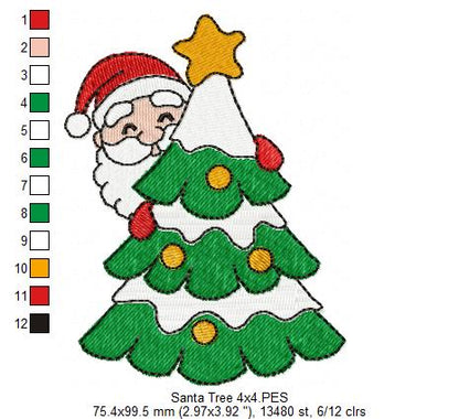 Peeking Santa Claus 🎅 – Fill Stitch - Machine Embroidery Design