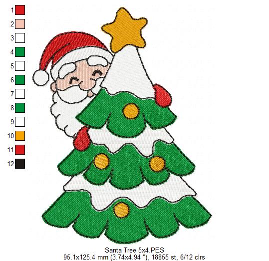 Peeking Santa Claus 🎅 – Fill Stitch - Machine Embroidery Design