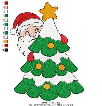 Peeking Santa Claus 🎅 – Fill Stitch - Machine Embroidery Design