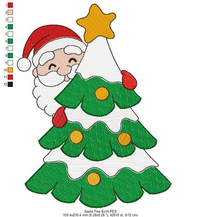 Peeking Santa Claus 🎅 – Fill Stitch - Machine Embroidery Design