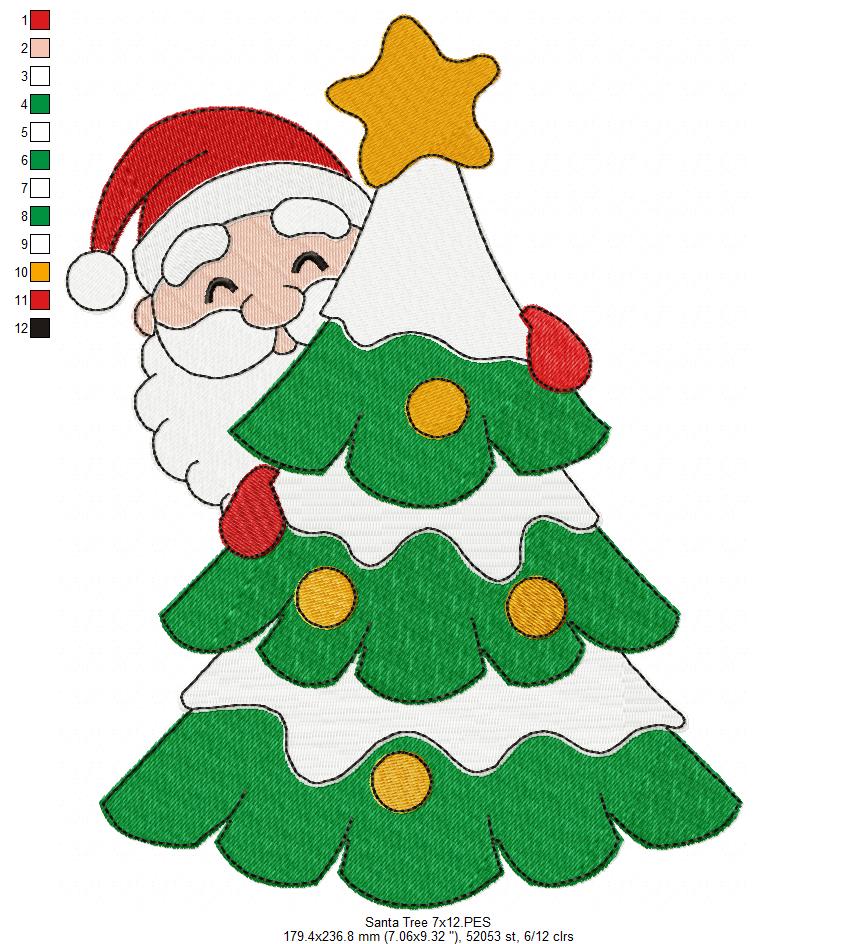 Peeking Santa Claus 🎅 – Fill Stitch - Machine Embroidery Design