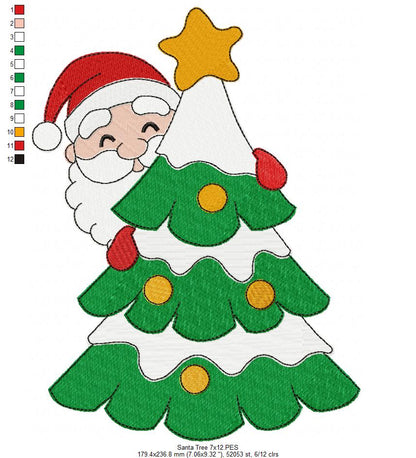 Peeking Santa Claus 🎅 – Fill Stitch - Machine Embroidery Design