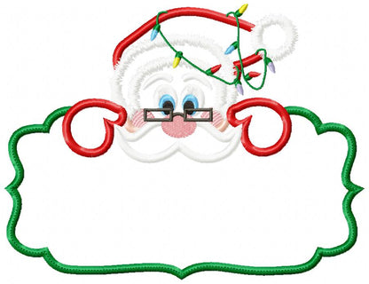 Jolly Santa Label - Applique - Machine Embroidery Design