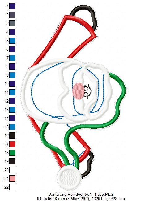 Santa and Reindeer Ornament - ITH Project - Machine Embroidery Design