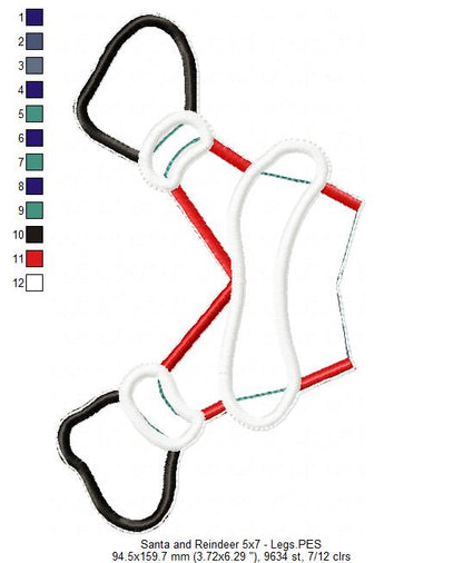 Santa and Reindeer Ornament - ITH Project - Machine Embroidery Design